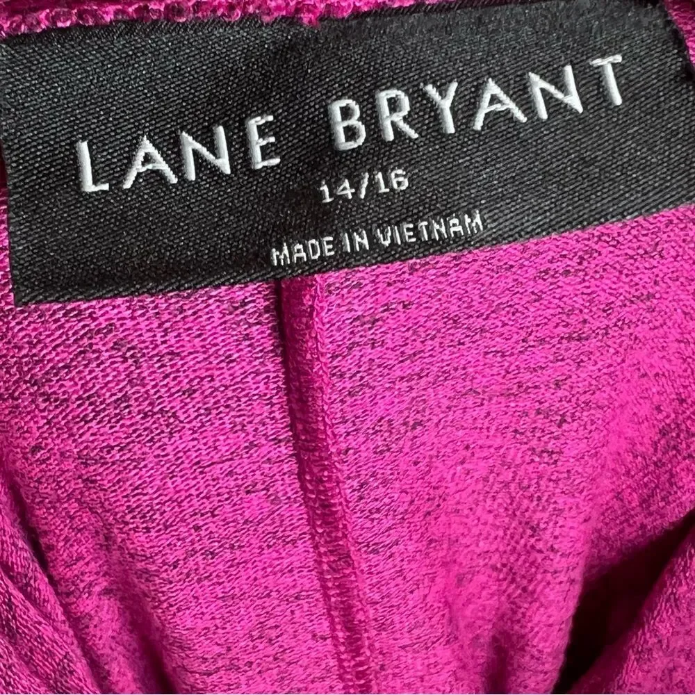 Lane Bryant hot pink relaxed long blouson sleeve hoodie crop sweater size 14/16